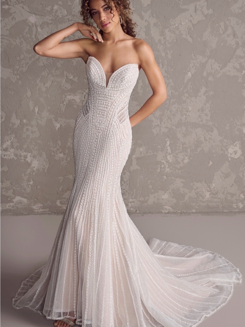 Maggie Sottero Strapless Beaded Mermaid Wedding Dress in Ivory